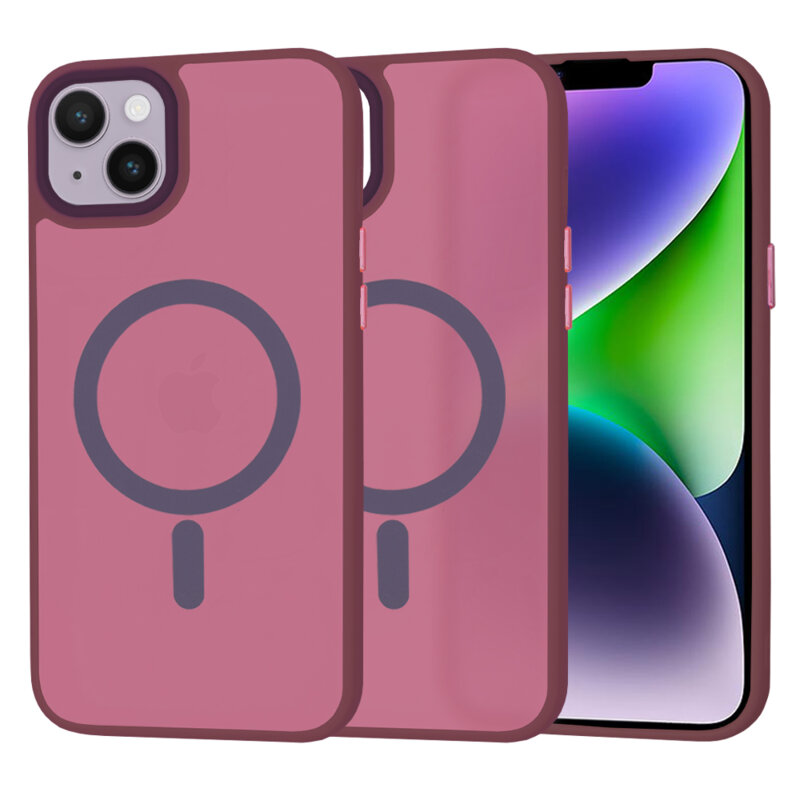 Husa iPhone 14 Plus Techsuit HaloFrost MagSafe Series, bordo