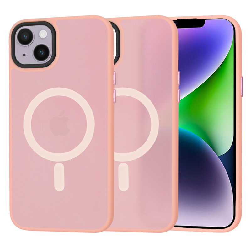 Husa iPhone 14 Plus Techsuit HaloFrost MagSafe Series, roz