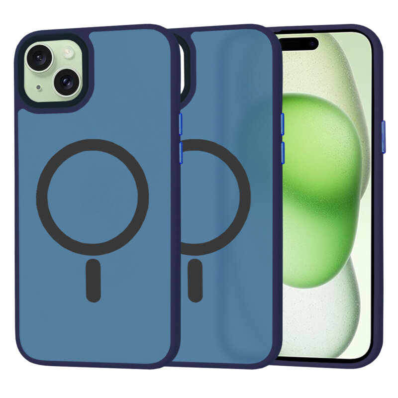 Husa iPhone 15 Plus Techsuit HaloFrost MagSafe Series, bleumarin