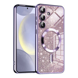 Husa premium Samsung Galaxy S24 Techsuit Luxury Glitter MagSafe, mov deschis