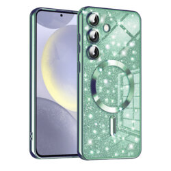 Husa premium Samsung Galaxy S24 Techsuit Luxury Glitter MagSafe, verde deschis