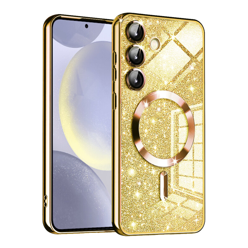 Husa premium Samsung Galaxy S24 Plus Techsuit Luxury Glitter MagSafe, auriu