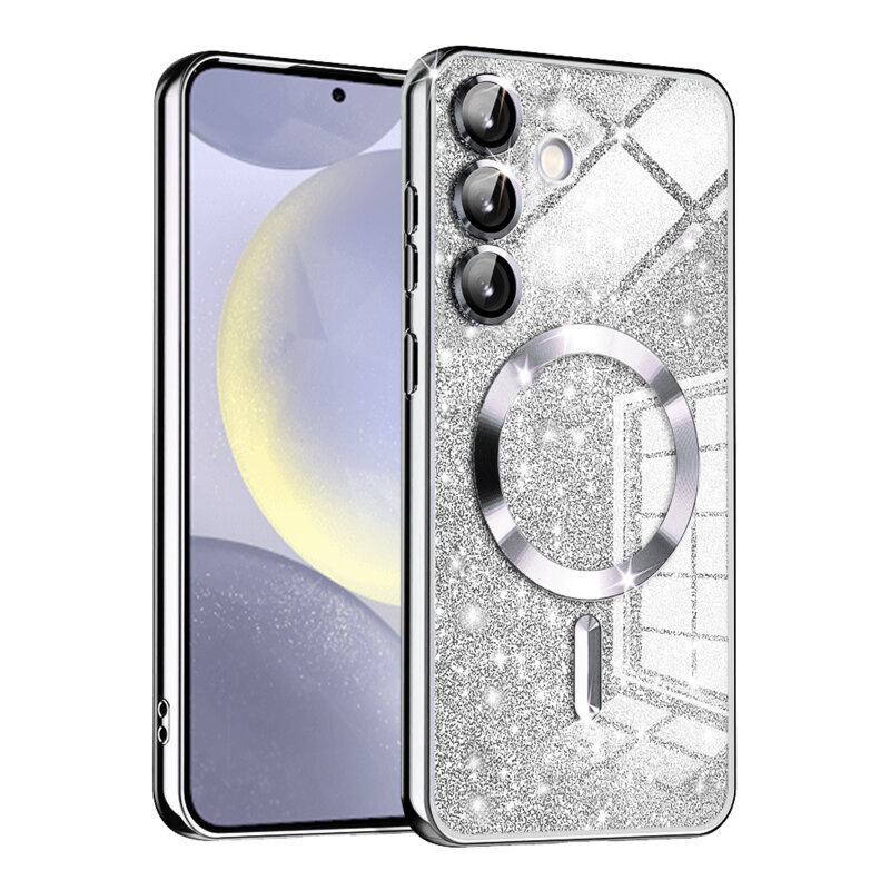 Husa premium Samsung Galaxy S24 Plus Techsuit Luxury Glitter MagSafe, argintiu