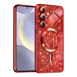 Husa premium Samsung Galaxy S24 Plus Techsuit Luxury Glitter MagSafe, rosu