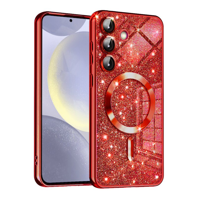 Husa premium Samsung Galaxy S24 Plus Techsuit Luxury Glitter MagSafe, rosu