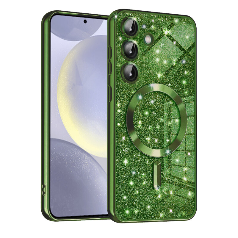 Husa premium Samsung Galaxy S24 Plus Techsuit Luxury Glitter MagSafe, verde