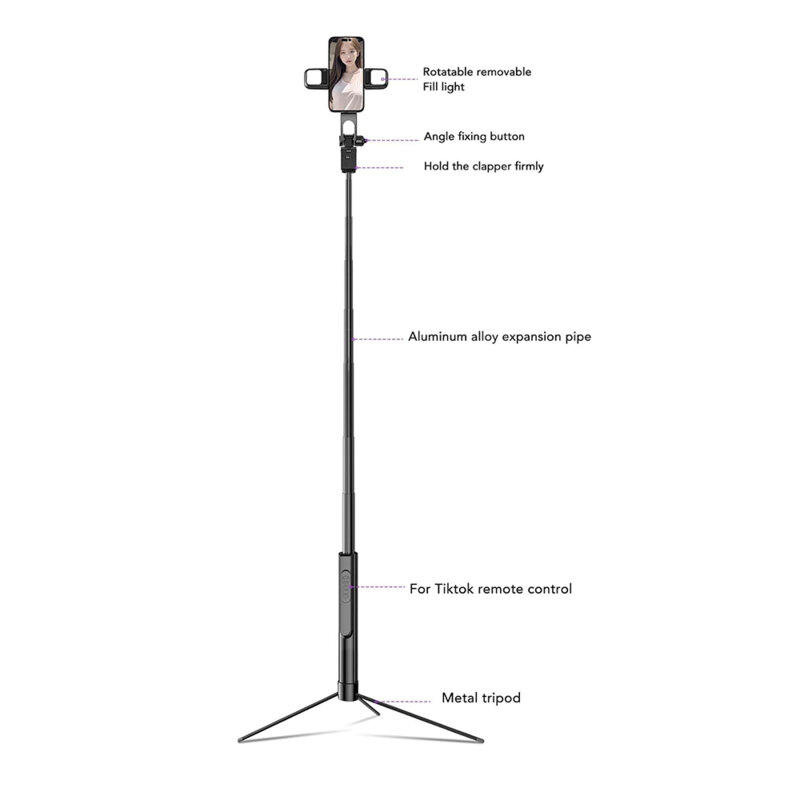 Selfie stick Bluetooth cu telecomanda si LED Techsuit K30S