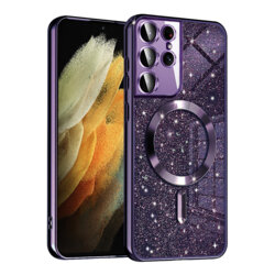 Husa premium Samsung Galaxy S21 Ultra 5G Techsuit Luxury Glitter MagSafe, mov