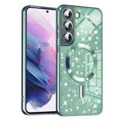 Husa premium Samsung Galaxy S22 5G Techsuit Luxury Glitter MagSafe, verde deschis