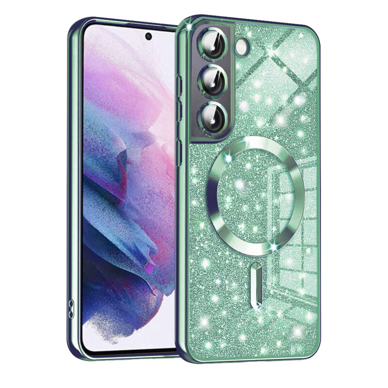 Husa premium Samsung Galaxy S22 5G Techsuit Luxury Glitter MagSafe, verde deschis