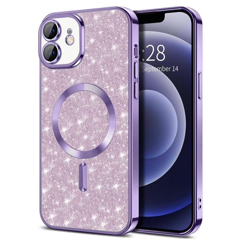 Husa premium iPhone 12 Techsuit Luxury Glitter MagSafe, mov deschis