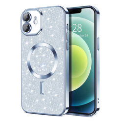 Husa premium iPhone 12 Techsuit Luxury Glitter MagSafe, bleu