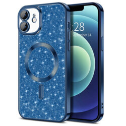 Husa premium iPhone 12 Techsuit Luxury Glitter MagSafe, albastru
