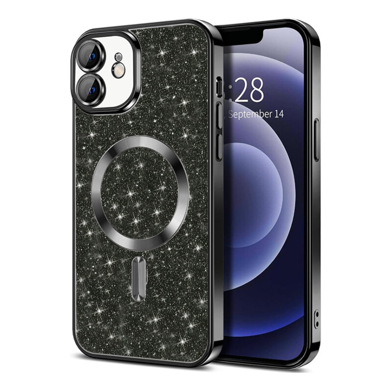 Husa premium iPhone 12 Techsuit Luxury Glitter MagSafe, negru