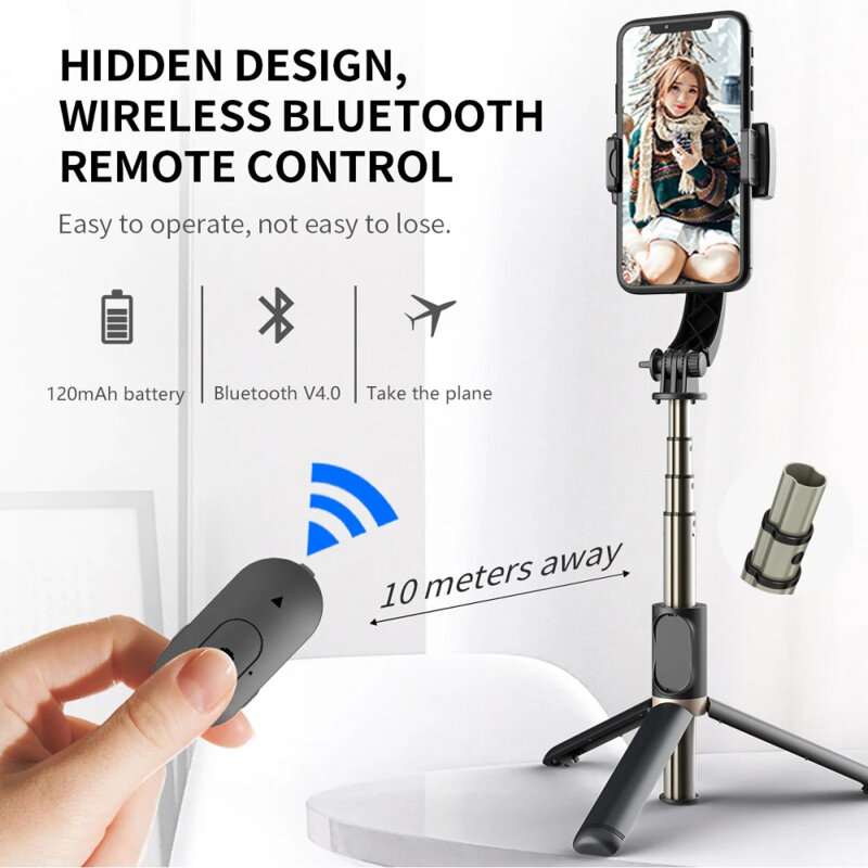 Selfie stick cu trepied si telecomanda Techsuit Q08, 75cm