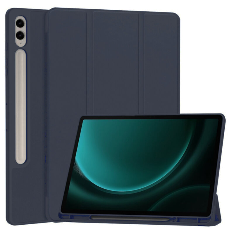 Husa Samsung Galaxy Tab S9 FE Plus Techsuit Flex Trifold Pen, bleumarin