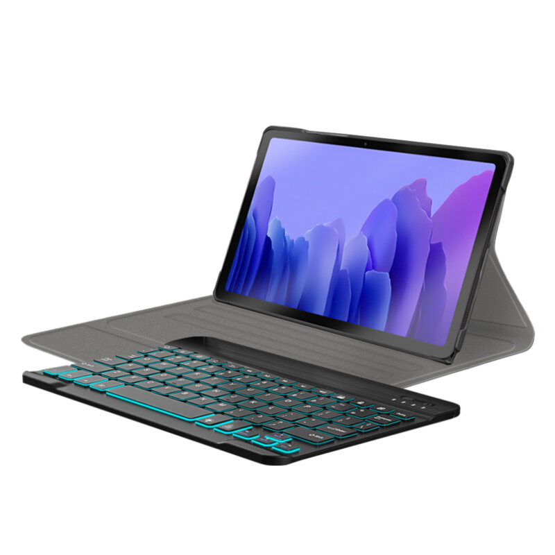 Husa Samsung Galaxy Tab A7 10.4 2020 T500/T505 cu tastatura magnetica wireless RGB Techsuit CozyTab, negru