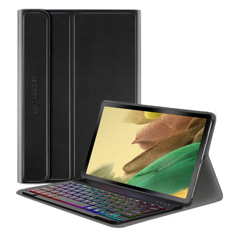 Husa Samsung Galaxy Tab A7 Lite cu tastatura magnetica wireless RGB Techsuit CozyTab, negru