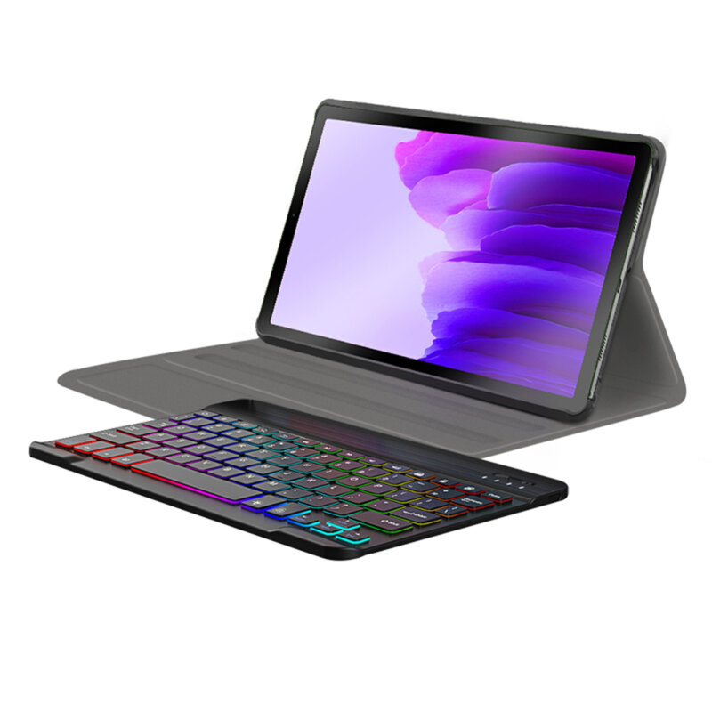 Husa Samsung Galaxy Tab A7 Lite cu tastatura magnetica wireless RGB Techsuit CozyTab, negru