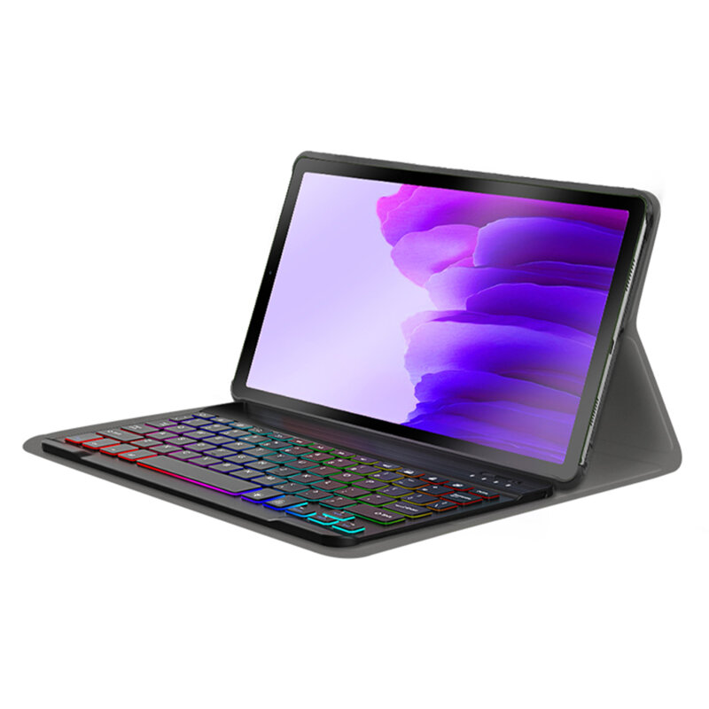 Husa Samsung Galaxy Tab A7 Lite cu tastatura magnetica wireless RGB Techsuit CozyTab, negru