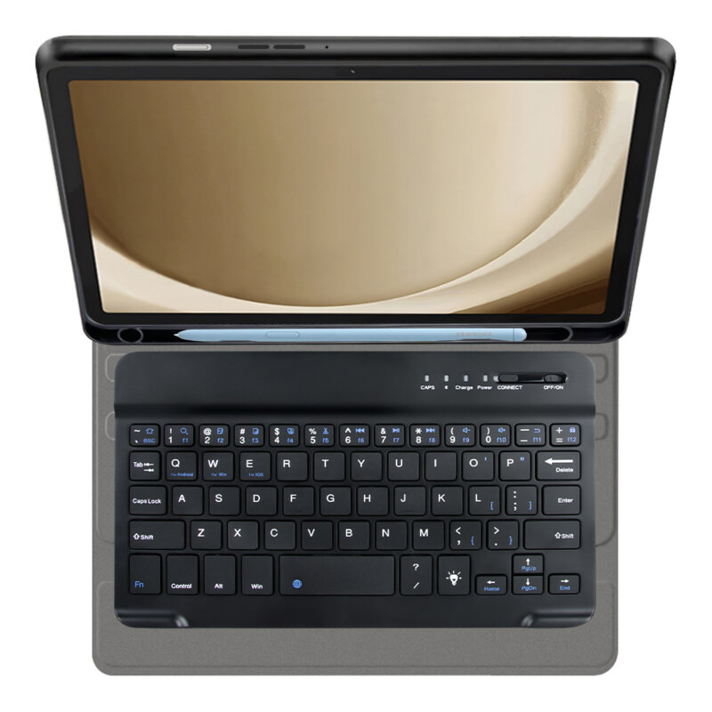 Husa Samsung Galaxy Tab A9 cu tastatura magnetica wireless RGB/pencil holder Techsuit CozyTab, negru