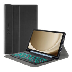 Husa Samsung Galaxy Tab A9 Plus cu tastatura magnetica wireless RGB/pencil holder Techsuit CozyTab, negru