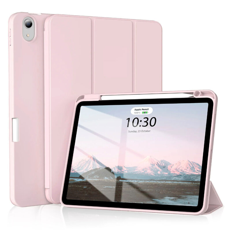 Husa iPad Air 5 (2022) Techsuit Flex Trifold Pen, roz