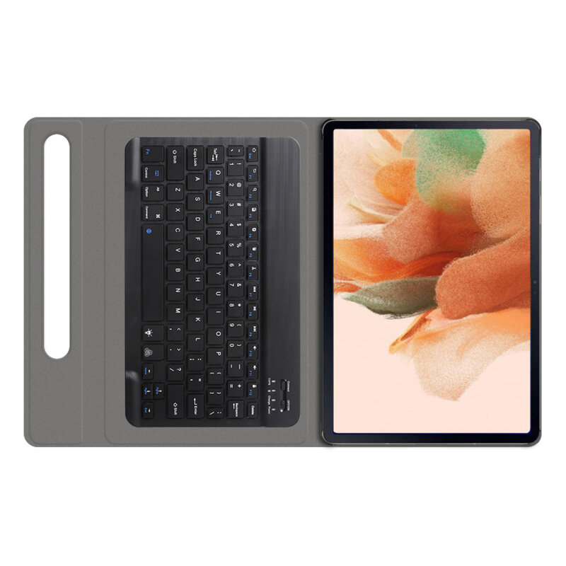Husa Samsung Galaxy Tab S7 FE cu tastatura magnetica wireless RGB Techsuit CozyTab, negru