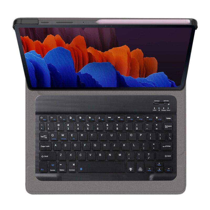 Husa Samsung Galaxy Tab S7 Plus 12.4 T970/T976 cu tastatura magnetica wireless RGB Techsuit CozyTab, negru