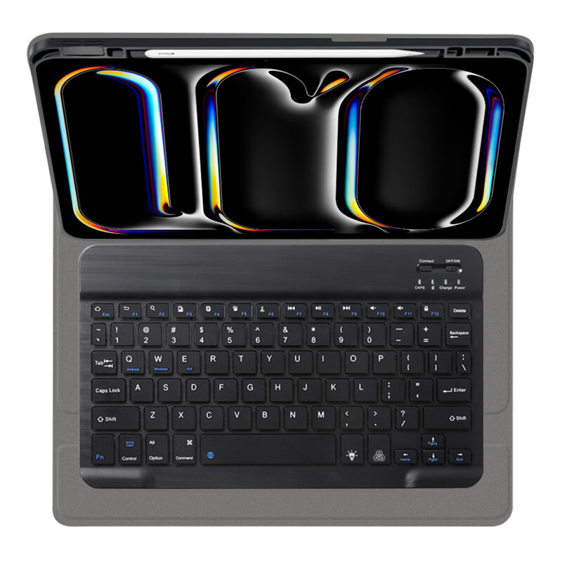 Husa iPad Pro 11 (2024) cu tastatura magnetica wireless RGB/pencil holder Techsuit CozyTab, negru
