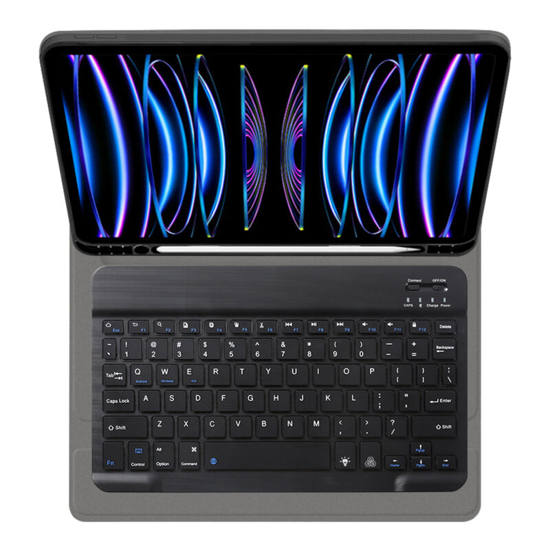 Husa iPad Pro 2018 11.0 A2013/A1934 cu tastatura magnetica wireless RGB/pencil holder Techsuit CozyTab, negru