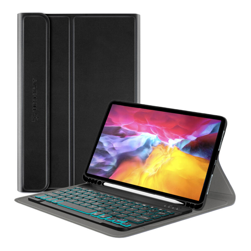 Husa iPad Pro 2020 11.0 A2068/A2230 cu tastatura magnetica wireless RGB/pencil holder Techsuit CozyTab, negru