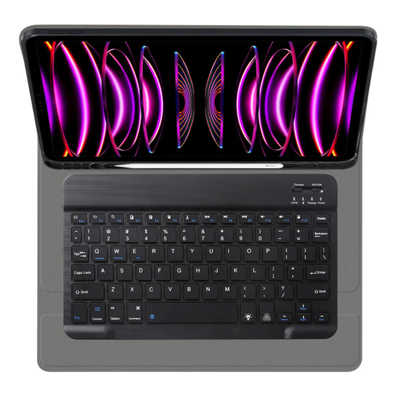 Husa iPad Pro 2020 12.9 A2069/A2232 cu tastatura magnetica wireless RGB/pencil holder Techsuit CozyTab, negru