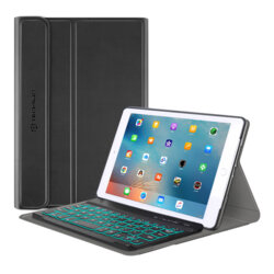 Husa iPad Mini 4 A1538/A1550 cu tastatura magnetica wireless RGB Techsuit CozyTab, negru