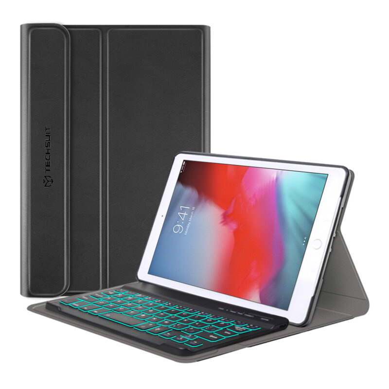 Husa iPad Mini 2019 cu tastatura magnetica wireless RGB Techsuit CozyTab, negru