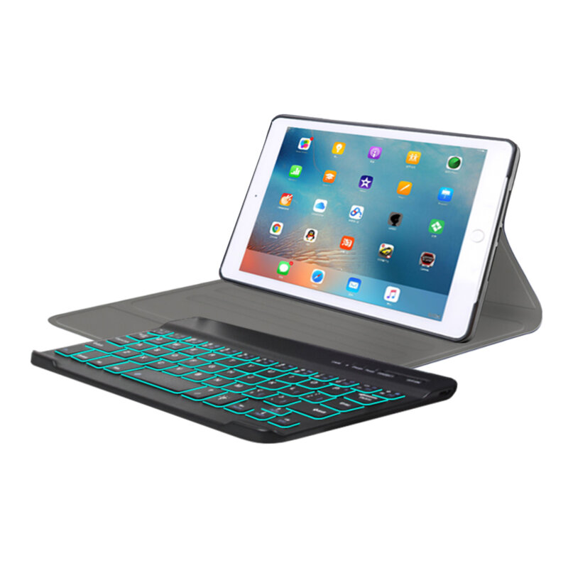 Husa iPad Mini 2019 cu tastatura magnetica wireless RGB Techsuit CozyTab, negru