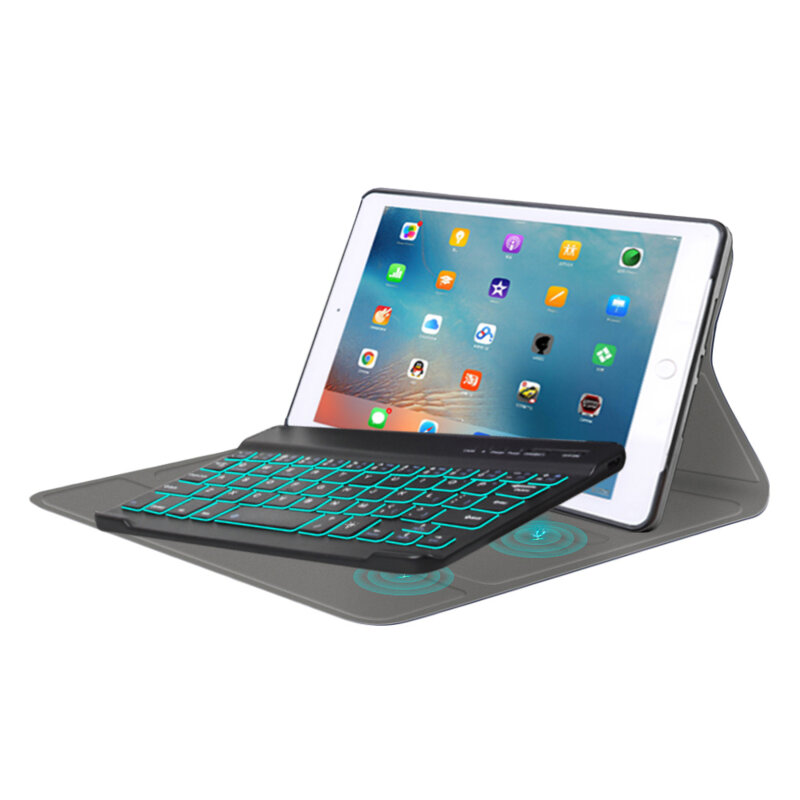 Husa iPad Mini 2019 cu tastatura magnetica wireless RGB Techsuit CozyTab, negru