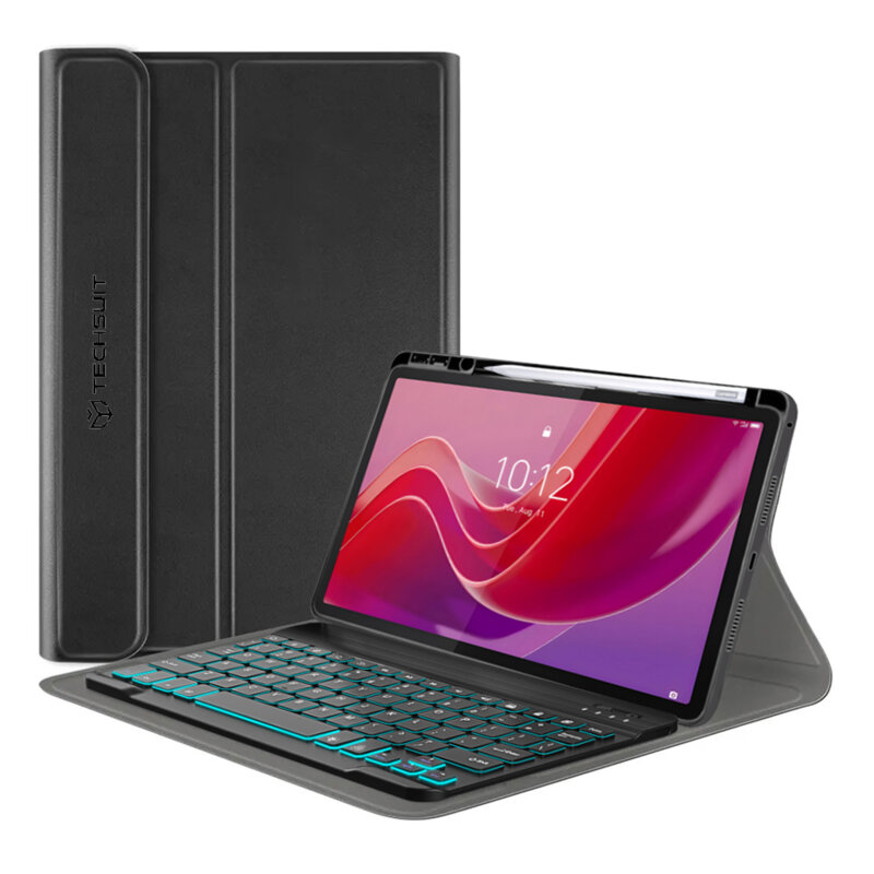 Husa Lenovo Tab M11 cu tastatura magnetica wireless RGB/pencil holder Techsuit CozyTab, negru