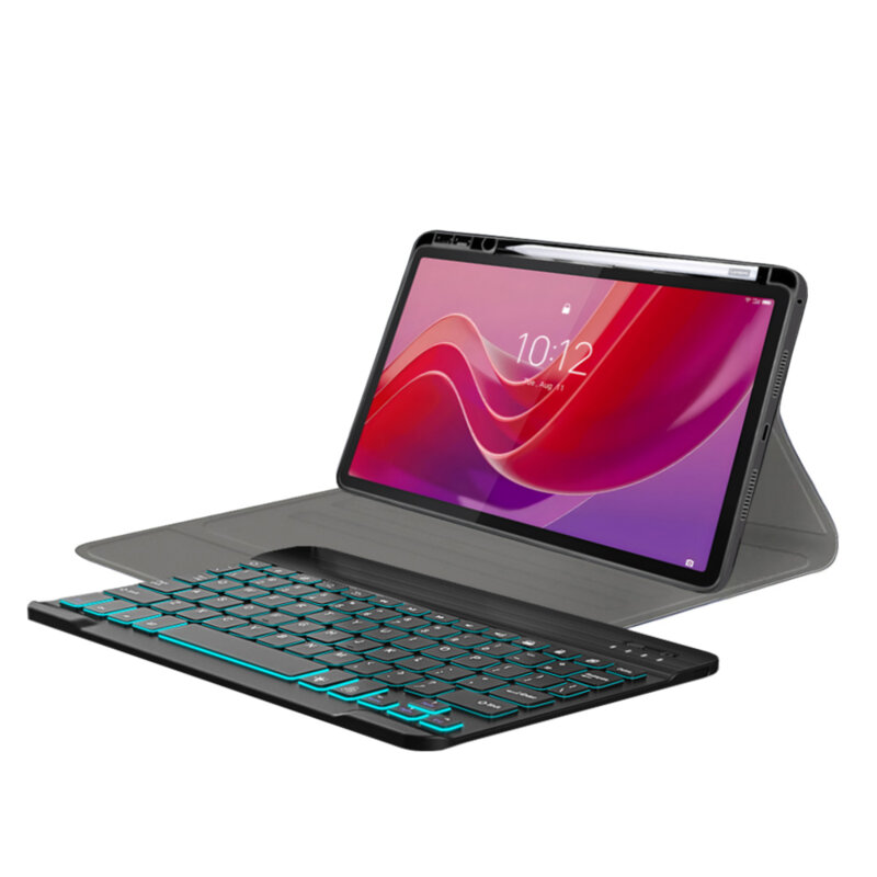 Husa Lenovo Tab M11 cu tastatura magnetica wireless RGB/pencil holder Techsuit CozyTab, negru