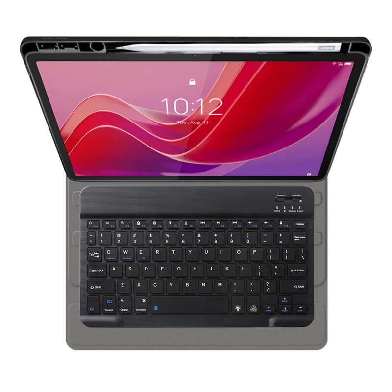 Husa Lenovo Tab M11 cu tastatura magnetica wireless RGB/pencil holder Techsuit CozyTab, negru
