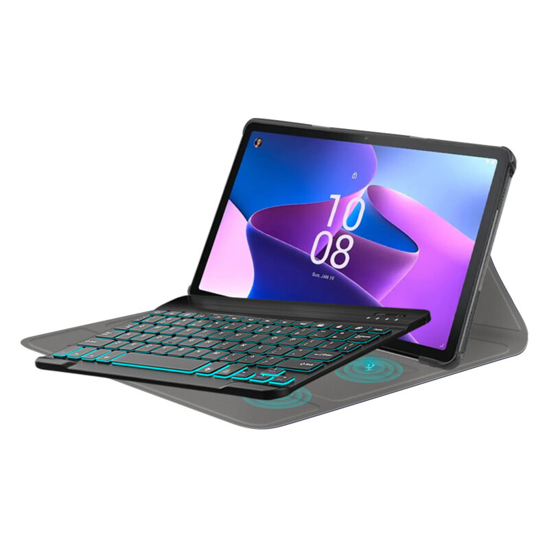 Husa Lenovo Tab M10 3rd Gen (TB328FU/TB328XU) cu tastatura magnetica wireless RGB Techsuit CozyTab, negru