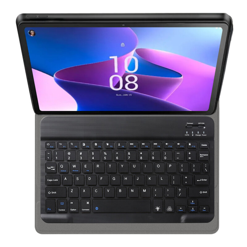 Husa Lenovo Tab M10 3rd Gen (TB328FU/TB328XU) cu tastatura magnetica wireless RGB Techsuit CozyTab, negru