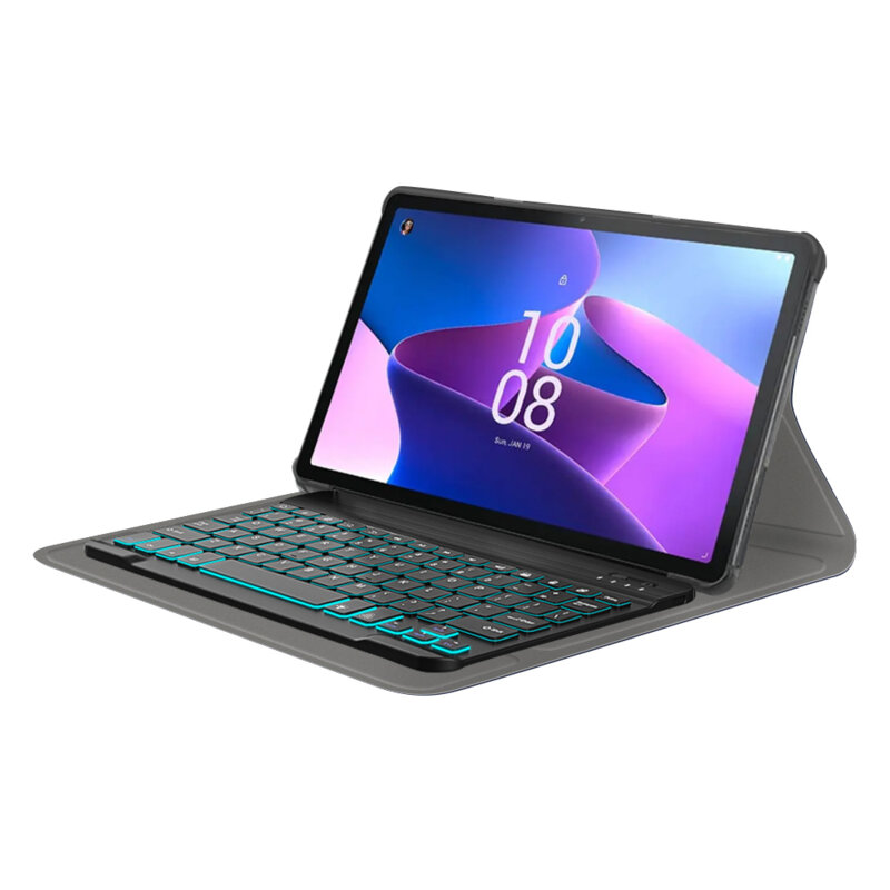 Husa Lenovo Tab M10 3rd Gen (TB328FU/TB328XU) cu tastatura magnetica wireless RGB Techsuit CozyTab, negru