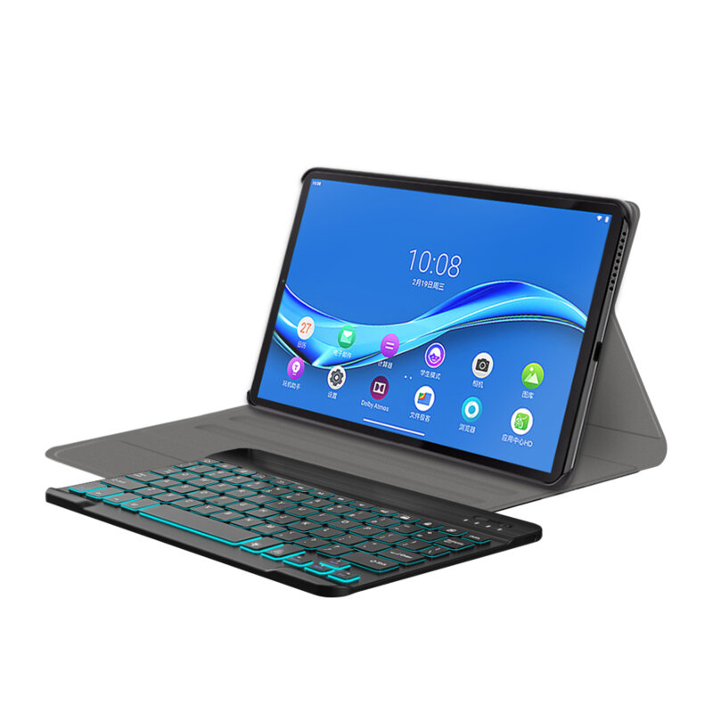Husa Lenovo Tab M10 Plus TB-X606F cu tastatura magnetica wireless RGB Techsuit CozyTab, negru