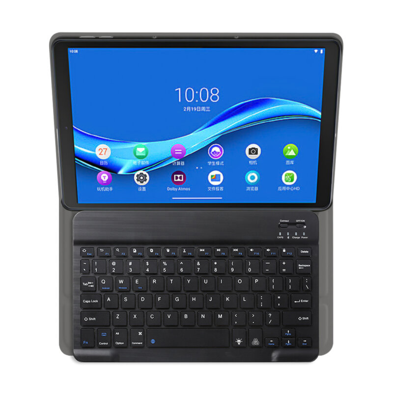 Husa Lenovo Tab M10 Plus TB-X606F cu tastatura magnetica wireless RGB Techsuit CozyTab, negru