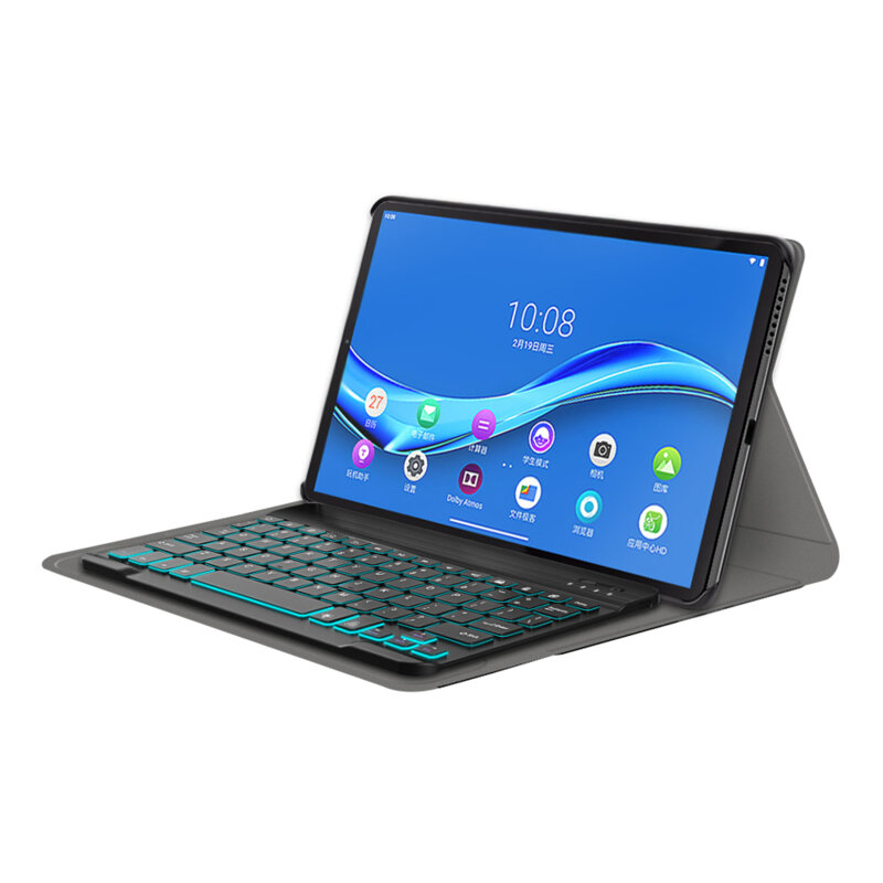 Husa Lenovo Tab M10 Plus TB-X606F cu tastatura magnetica wireless RGB Techsuit CozyTab, negru