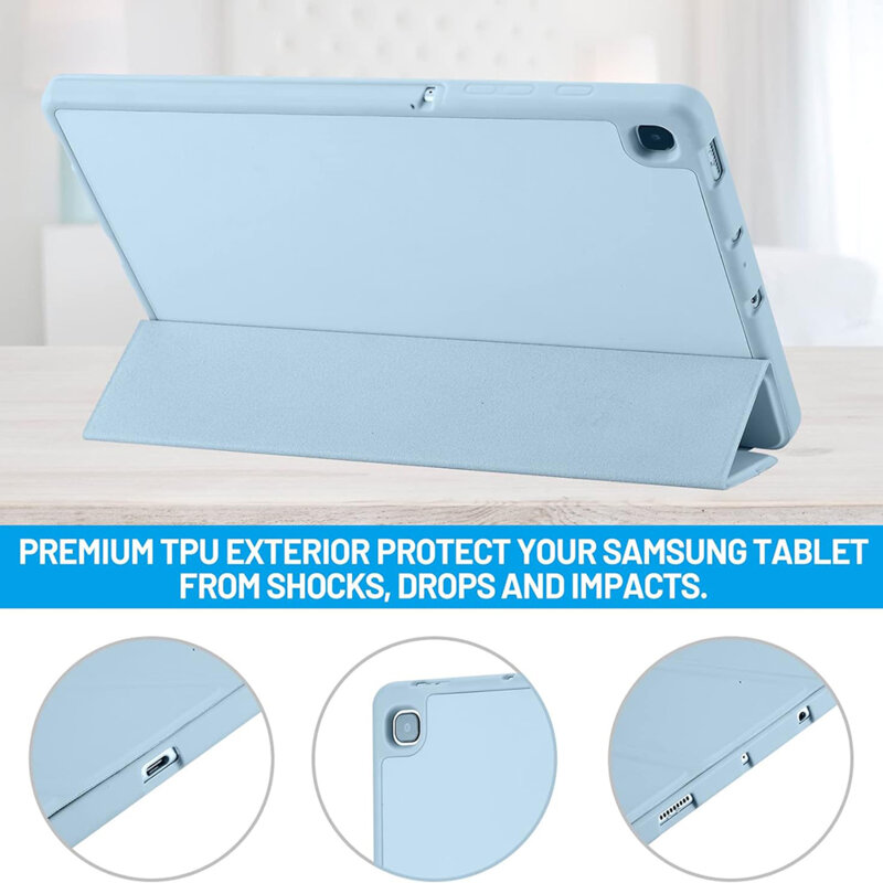 Husa Samsung Galaxy Tab S6 Lite 2022 Techsuit Flex Trifold Pen, bleu