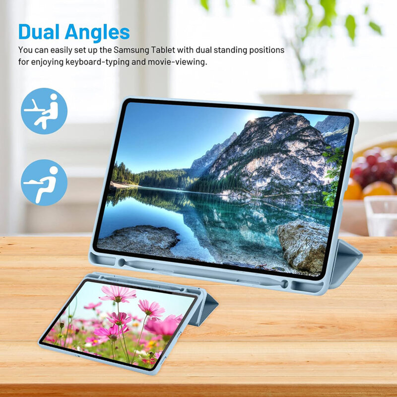 Husa Samsung Galaxy Tab S6 Lite 2022 Techsuit Flex Trifold Pen, bleu