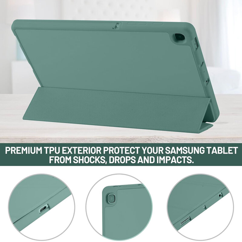 Husa Samsung Galaxy Tab S6 Lite 2024 Techsuit Flex Trifold Pen, verde inchis