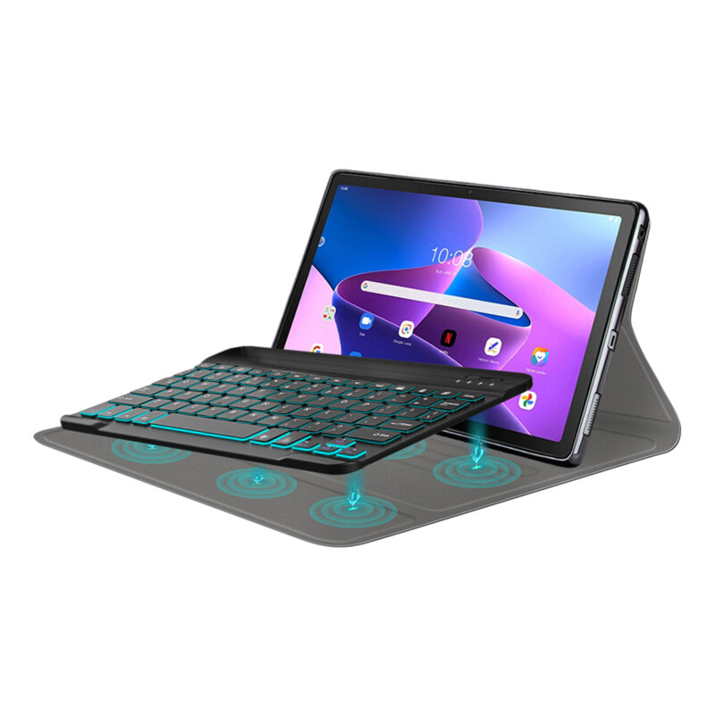 Husa Huawei MatePad 11 cu tastatura magnetica wireless RGB Techsuit CozyTab, negru